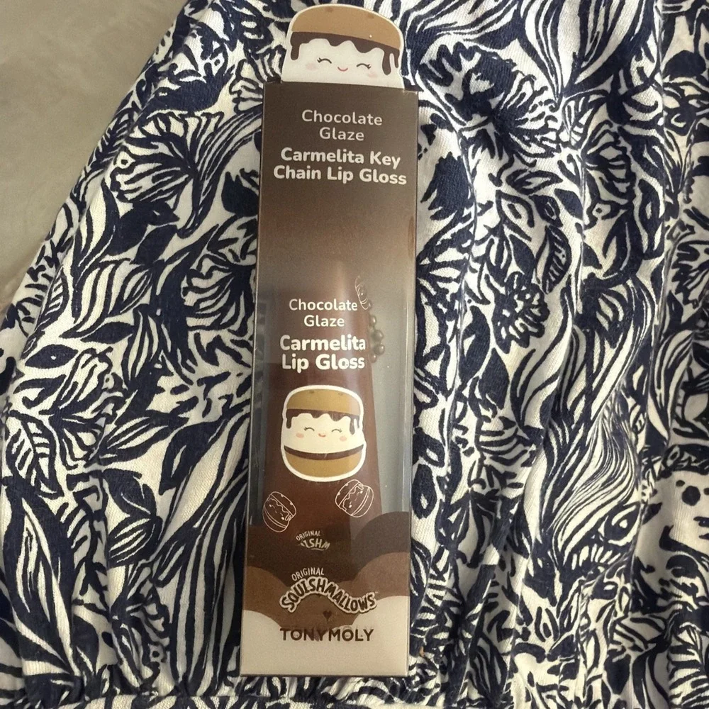 Tony Moly Squishmallows Chocolate Glaze Carmelita Key Chain Lip Gloss Rosy Brown